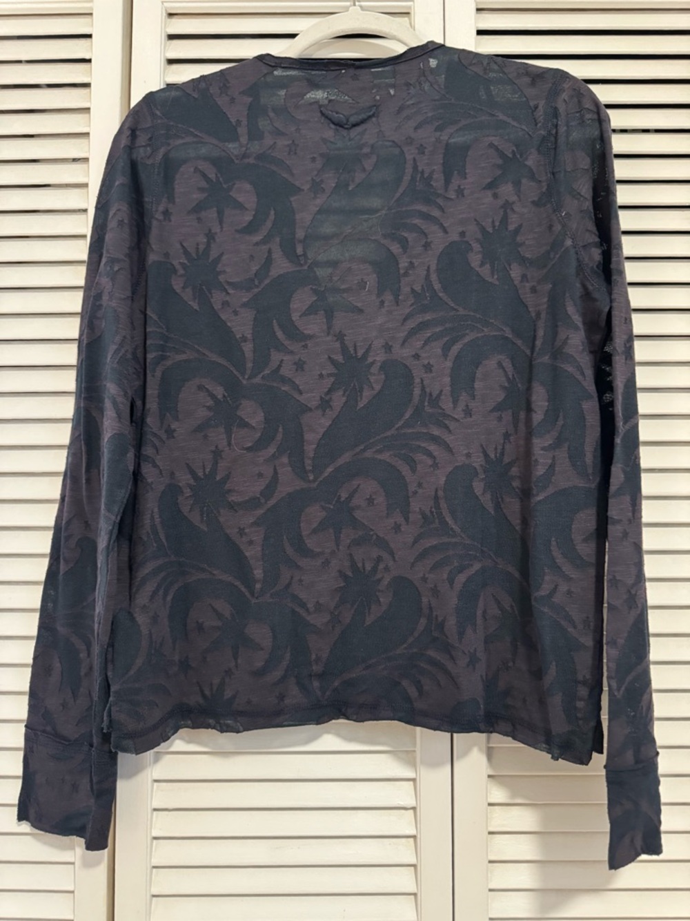 🆕 ZADIG & VOLTAIRE “Tuni” Long Sleeve Henley Top in Dark Purple/Navy - L - Picture 11 of 16